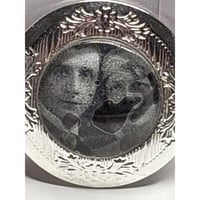 Image 2 of Photo Locket: Silver Circle B&amp;W Wedding Photo; Blue Gift Box