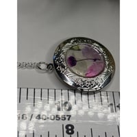 Image 6 of Photo Locket: Watercolor Background, Pressed Purple Flower | Handmade in San Diego