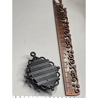 Image 3 of Real Pressed Pink Flower Encased in Resin; Black Pendant with 18" Chain