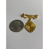 Image 2 of Bridal Bouquet Brooch: Gold-Plated Vintage Brooch With Real Pressed Forget-Me-Not