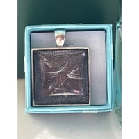 Image 1 of Square Resin Pendant Necklace Two Pressed Dandelion Seeds Handmade in San Diego