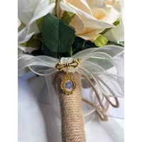 Image 3 of Bridal Bouquet Brooch: Gold-Plated Vintage Brooch With Real Pressed Forget-Me-Not
