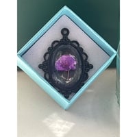 Image 2 of Keepsake Pendant | Real Pressed Purple Flower | Mourning Jewelry | Bridal Bouquet Charm