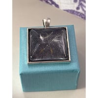Image 4 of Square Resin Pendant Necklace Two Pressed Dandelion Seeds Handmade in San Diego