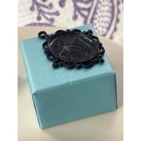 Image 3 of Make a Wish: Handmade Dandelion Seed Pendant Black Filigree Frame Mourning Jewelry Bridal Bouquet
