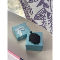 Image 4 of Make a Wish: Handmade Dandelion Seed Pendant Black Filigree Frame Mourning Jewelry Bridal Bouquet