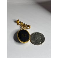 Image 7 of Bridal Bouquet Memory Brooch with Photo Locket – Gold Bow Pin with Dandelion &amp; Forget-Me-Not