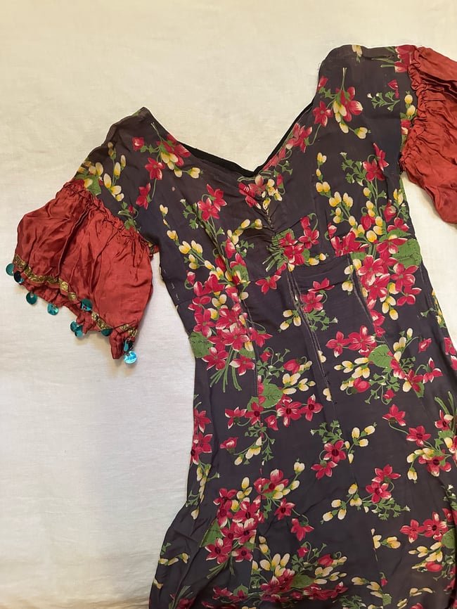 1930s taffeta FLAMENCO gown