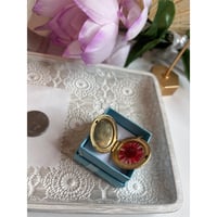Image 1 of Memory Keeper: Locket with Pressed Red Flower Gold Circle Gift Box