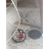 Image 2 of Handcrafted Dried Flower Brooch Vintage Text Handmade In San Diego Creative Gift