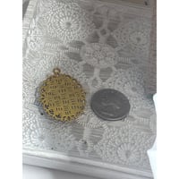 Image 3 of Handmade Oval Brass Pendant Real Purple Wildflower Sprig Nature's Poetry