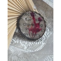 Image 3 of Handcrafted Dried Flower Brooch Vintage Text Handmade In San Diego Creative Gift