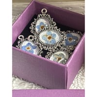 Image 3 of Handmade Forget-Me-Not Flower Charms Set Of 5 Bridesmaid Bouquet Necklace Pendant