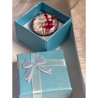 Image 4 of Handcrafted Dried Flower Brooch Vintage Text Handmade In San Diego Creative Gift