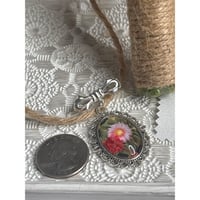 Image 4 of Handmade Dried Flower Oval Brooch Silver Bowl Bridal Bouquet Mourning Jewelry