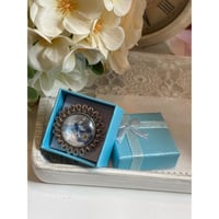 Image 1 of Pressed Forget-Me-Not and Blue Dragonfly Wedding Bouquet Brooch Handmade Memorial Pin