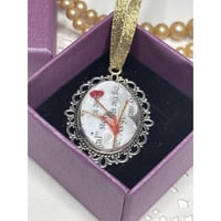 Image 2 of Handcrafted Pressed Flower Pendant Made from Saved Book Pages Dried Flowers