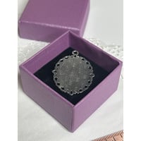 Image 3 of Pressed Flower Pendant with Vintage Book Words – Recycled Literary Keepsake Necklace Purple