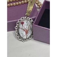 Image 4 of Handcrafted Pressed Flower Pendant Made from Saved Book Pages Dried Flowers