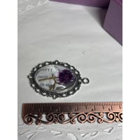 Image 5 of Pressed Flower Pendant with Vintage Book Words – Recycled Literary Keepsake Necklace Purple