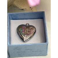 Image 1 of Sweetheart Locket | Victorian-Inspired Photo Keepsake | Etched Handpainted Flowers "I Love You"