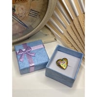 Image 1 of Purple & Green Painted Locket | Mini Gold Heart | Doll Size | .5"