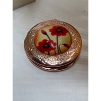 Image 1 of Rose Gold Photo Locket | Red Poppies | 25mm Circle