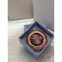 Image 1 of Red Poppy Flower Locket |Vintage Style 25mm Round | Mourning Jewelry