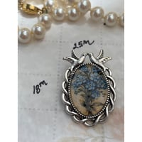 Image 1 of Forget-Me-Not Mourning Brooch | Bridal Bouquet | Doves Silver Frame