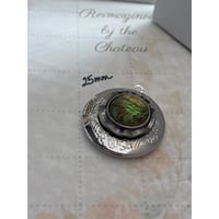 Image 2 of Upcycled Silver Locket | Vintage Earring | Green Glass Stone & Intricate Detailing | Signed Ri