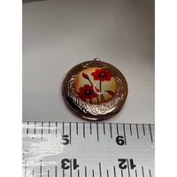 Image 3 of Rose Gold Photo Locket | Red Poppies | 25mm Circle