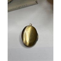 Image 2 of Antique Gold Oval Locket | Iridescent Opal-Like Center &amp; Floral Design