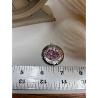 Image 2 of Queen Anne's Lace Photo Locket | Pink Dried Flowers | Silver Circle | 25mm