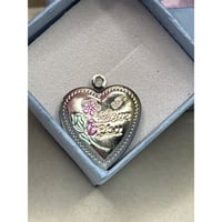 Image 2 of Sweetheart Locket | Victorian-Inspired Photo Keepsake | Etched Handpainted Flowers "I Love You"
