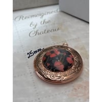 Image 2 of Red Poppy Flower Locket |Vintage Style 25mm Round | Mourning Jewelry
