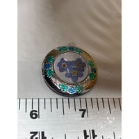 Image 3 of Forget-Me-Not Silver Photo Locket | Handpainted Detail | Blue &amp; Green Floral Design