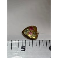 Image 3 of Pink &amp; Green Painted Floral Heart Locket | Gold | Valentine | Doll Size