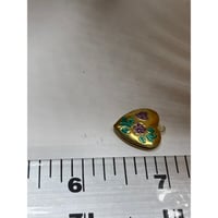 Image 3 of Tiny Gold-Tone Heart Locket | Painted Pink &amp; Green |Valentine Gift Romantic Keepsake
