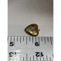 Image 3 of Purple & Green Painted Locket | Mini Gold Heart | Doll Size | .5"