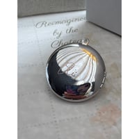 Image 4 of Upcycled Silver Locket | Vintage Earring | Green Glass Stone & Intricate Detailing | Signed Ri