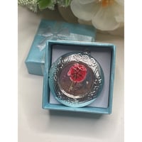 Image 4 of Photo Locket | Silver Circle |  Dried Red Poppy Flower | 25mm | Memorial Keepsake