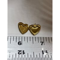 Image 4 of Tiny Gold-Tone Heart Locket | Painted Pink &amp; Green |Valentine Gift Romantic Keepsake