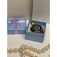 Image 5 of Black &amp; White Ornamental Floral Pendant Necklace, Gold Chain 18 | Art Deco, Folk