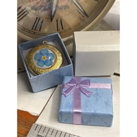 Image 6 of Gold-Plated Round Locket | Forget-Me-Not Blue Flower Design