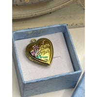Image 6 of Mini Pink &amp; Green Gold Heart Locket | "I Love You" &amp; Floral Design | Doll Size Accessory