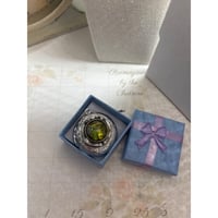 Image 12 of Upcycled Silver Locket | Vintage Earring | Green Glass Stone & Intricate Detailing | Signed Ri
