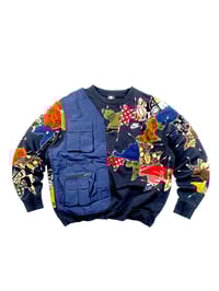 Image 1 of Re-worked One of Kind Batik Patchworks + Vest Nike Sweatshirt Size L 