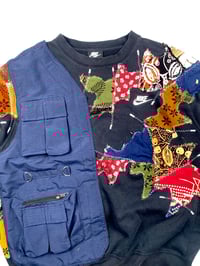 Image 2 of Re-worked One of Kind Batik Patchworks + Vest Nike Sweatshirt Size L 
