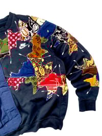 Image 4 of Re-worked One of Kind Batik Patchworks + Vest Nike Sweatshirt Size L 