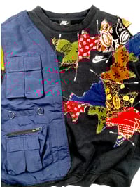 Image 5 of Re-worked One of Kind Batik Patchworks + Vest Nike Sweatshirt Size L 